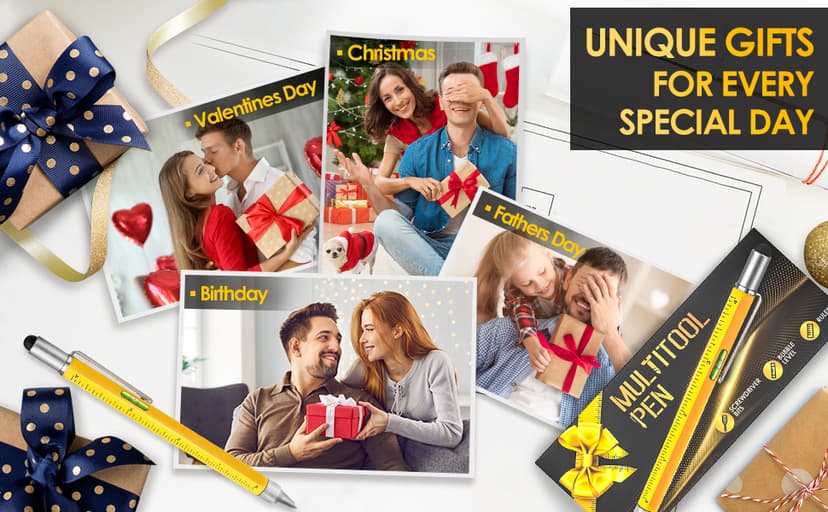 Stocking Stuffers for Men, Gifts for Him, Multitool Pen Christmas Birthday Present, Ideas for Guys Husband Who Have Everything, Tools Cool Gadgets Birthday, White Elephant for Adults Women Dad Grandpa