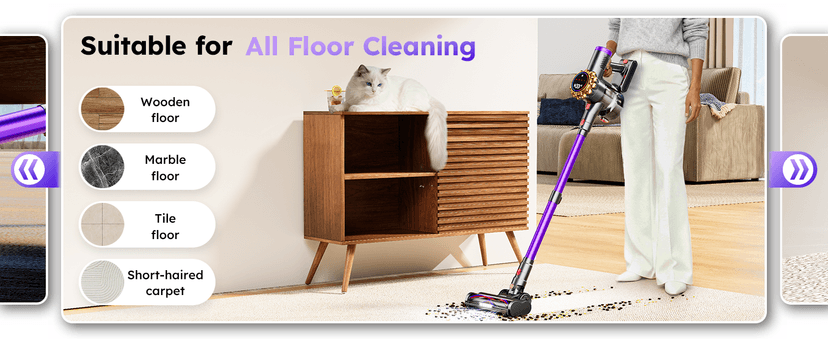 Cordless Vacuum Cleaner,Upgraded 550W 45KPA 60Mins Vacuum Cleaners for Home,Self-Standing Stick Vacuum with LED Display,8 in 1 Lightweight Anti-tangle Wireless Vacuum for Pet Hair Carpet Hard Floors
