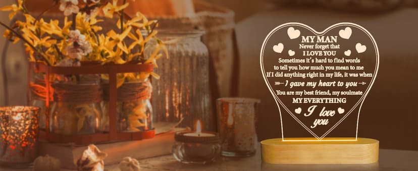 Gifts for Him, I Love U to My Husband's Gifts with Warm Light for Home Decor, Gifts for Birthday, Xmas,Holidays, A Thankyou Gifts for Him Husband Boyfriend My Man