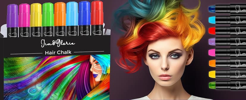 Jim&Gloria Dustless Hair Chalk Gifts for Girls Makeup Kit, Gift for Teen Girl Trendy Stuff, Kids, Teenage Tweens Teenager Temporary and Washable Color Dye Markers Age 7 8 9 10 11 12 13 14 Year Old Toy