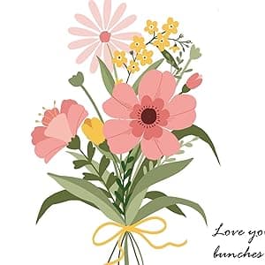 TwoDays Flower Bouquet Handprint Art Craft DIY Kit, Unique Gifts for Mom from Daughter or Son for Mother's Day Birthday Christmas, Gift for Grandma.(12" X 16", with Wood Frame)
