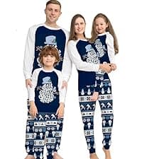 Awoscut Christmas Family Matching Pajamas Sets Christmas PJ's Letter Print Top and Plaid Pants Jammies Sleepwear