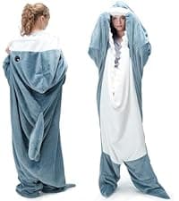 Touchat Wearable Blanket Hoodie, Oversized Sherpa Fleece Sweatshirt Blanket with Giant Hood Pocket and Sleeves for Adult, Warm & Cozy Grey Blanket Gifts for Women