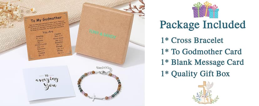 TONY & SANDY Cross Bracelet for Women, Christian Gifts for Women, Confirmation Baptism Easter Gifts, Unique Gift for Friends Daughter Mom Sister in Christ Niece on Birthday Christmas