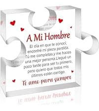 Yopyame Romantic Gifts for Him - Engraved Acrylic Block Puzzle Spanish Romantic Gifts Christmas Gift to My Man Anniversary Valentine's Day Acrylic Keepsake Paperweight Gift for Him Boyfriend Husband