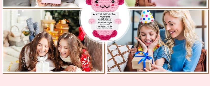 Friendship Gift Crochet Axolotl, Tiny Handmade Present for Best Friend, Sisters, Coworker Work Bestie, Funny for Birthday, Valentines, Christmas, Easter, Mother's Day, Graduation