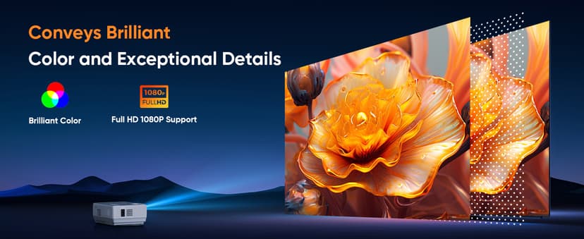 Projector with WiFi and Bluetooth, Upgrade Outdoor Projector, Mini Movie Projector Supports 1080P Synchronize Smartphone Screen by WiFi/USB Cable for Home Entertainment