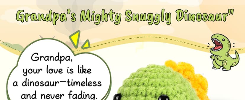 OCCdesign Mini Christmas Birthday Gifts for Grandpa from Granddaughter Grandson I Love You Grandpa Best Ever Papa Gifts Handmade Crochet Cute Small Dinosaur for Grandfather Grandparents Day