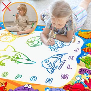 Water Doodle Mat - Kids Painting Writing Color Doodle Drawing Mat Toy Bring Magic Pens Educational Toys for Age 2 3 4 5 6 7 Year Old Girls Boys Age Toddler Gift