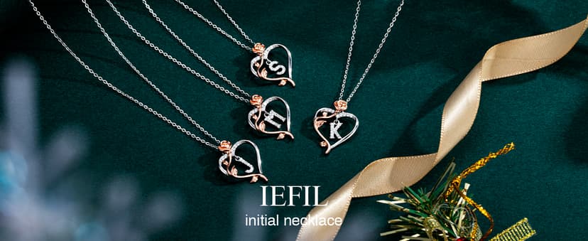 Iefil Stocking Stuffers for Women Wife - 925 Sterling Silver Rose Heart Initial Necklace, Christmas Anniversary Birthday Gifts for Women, Jewelry Gift for Her Wife Girlfriend Mom Daughter
