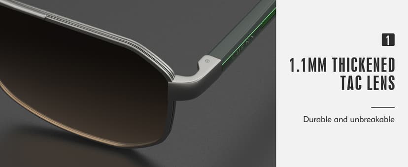 LUENX Aviator Sunglasses for Men Square Polarized Polygon Lens - UV 400 Protection with Accessories 61MM Driving Outdoor