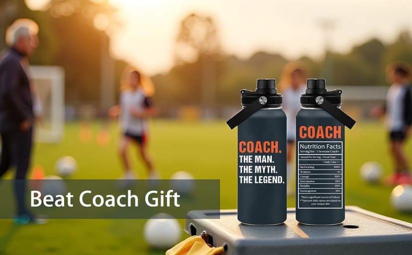 Coach Gifts - 32 Oz Coach Nutriton Facts Water Bottle, The Man The Myth The Legend - Christmas Birthday Cheer Coachs Gifts, Soccer Softball Basketball Swim Coachs Appreciation Gift for Him