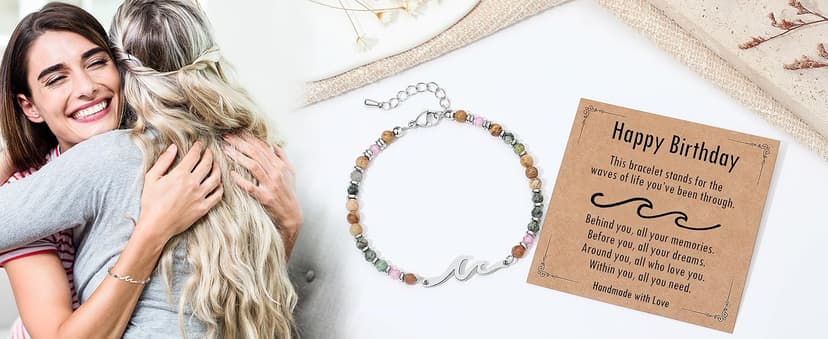 TONY & SANDY Friend Gifts for Women, Christmas Stocking Stuffers for Women, Sister Gifts from Sister, Bestie Friendship Wave Bracelet, Woman Birthday Gifts, Unique Gifts for Her