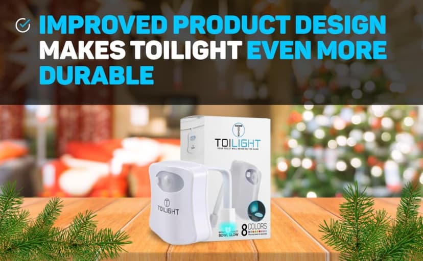 ToiLight The Original Toilet Bowl Night Light. Fun Useful Bathroom Motion Sensor Tech Gadget. Funny Novelty Birthday Gift Idea. Stocking Stuffer for Him Her Guys Men Mom Brother