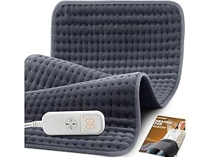 Heating Pad for Back, Neck, Shoulder Pain & Cramps Relief, Electric Heating Pad with 6 Heat Settings, Auto-Off, Moist Dry Heat Options, Fathers Day for Dad Husband, Mens Gifts for Dad Husband Him