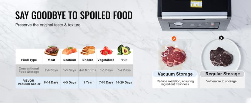 VEVOR Chamber Vacuum Sealer, 380W Vacuum Pump Power, Sealing Bag Packing Machine for Wet Foods, Meat, Compact Design with 11.5 in Sealing Length, Ideal Commercial Sealer for Professional and Home Use