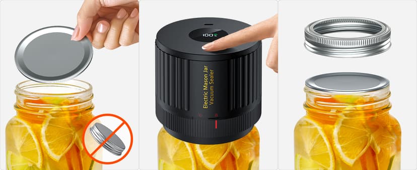 Electric Mason Jar Vacuum Sealer Kit for Wide Mouth and Regular Mouth Mason Jars