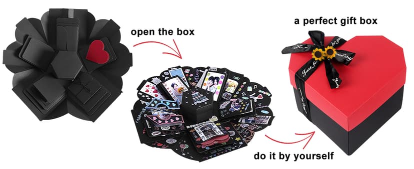 RECUTMS Explosion Box DIY Scrapbooking Set Handmade Photo Album Mothers Day Gifts,Gift Box with 6 Faces for Christmas Gift Wedding Memory Book (6 Sides)