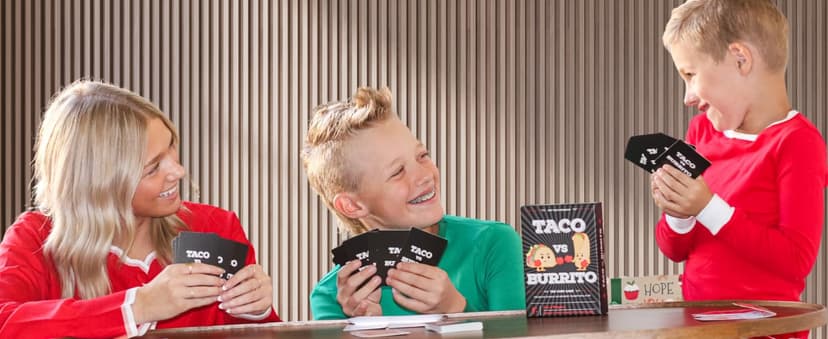 Taco vs Burrito - The Wildly Popular Surprisingly Strategic Card Game Created by a 7 Year Old - 5 Ways to Play - a Family-Friendly Party Game for Kids, Teens & Adults