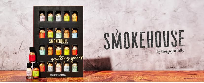 Smokehouse by Thoughtfully Ultimate Grilling Spice Set, Grill Seasoning Gift Set Flavors Include Chili Garlic, Rosemary and Herb, Lime Chipotle, Cajun Seasoning and More, Pack of 20
