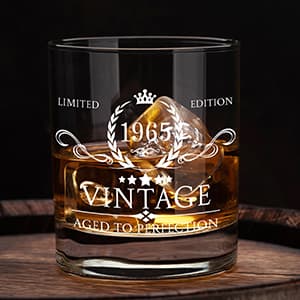 AOZITA 60th Birthday Gifts for Men - 60th Birthday Decorations for Men, Party Supplies - 60th Anniversary, Bday Gifts Ideas for Him, Dad, Husband, Friends - 11oz Whiskey Glass
