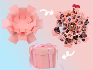 RECUTMS Explosion Box DIY Scrapbooking Set Handmade Photo Album Mothers Day Gifts,Gift Box with 6 Faces for Christmas Gift Wedding Memory Book (6 Sides)