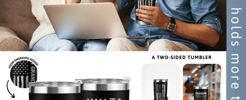 Grandpa Gifts - Grandpa Birthday Gifts from Grandchildren - Fathers Day Gift, Birthday Christmas for Grandfather - Grandfather Gift Ideas from Granddaughter, Grandson - 20 Oz Black Tumbler