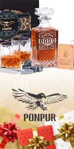 PONPUR Gifts for Brother, Whiskey Decanter Set with 2 Whisky Glasses, Unique Cool Stocking Stuffers Birthday Gift for Brothers from Sister, Best Christmas Presents for Men