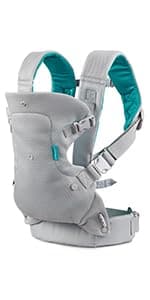 Infantino Flip 4-in-1 Convertible Baby Carrier, Adjustable, Ergonomic Babywearing, Registry Essential, Baby Carrier for Newborn to Toddler, Gray