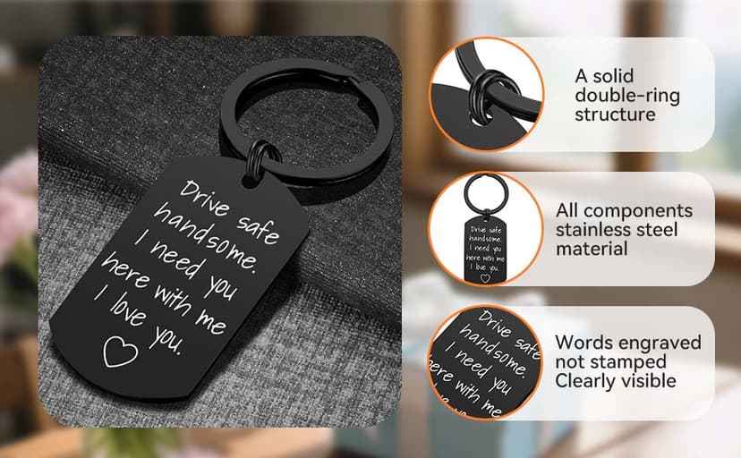 iWenSheng Drive Safe Keychain for Boyfriend - Drive Safe Handsome I Need You Here With Me Keyring Birthday Valentine’s Day Gifts for Him Boyfriend Husband Gifts
