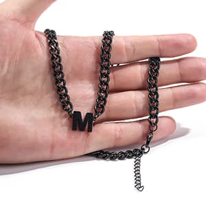 DuoDiner Initial A-Z Cuban Link Chain Necklaces for Men Boys Women Letter Pendant Stainless Steel 6.5mm 18+2 Inches,Jewelry Gifts