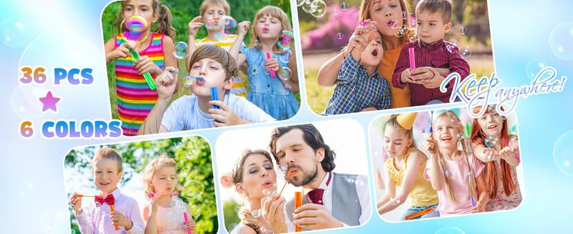 36 Pieces Mini Bubble Wands,Bubble Party Favors Assortment Toys for Kids,Themed Birthday, Halloween, Goodie Bags, Carnival Prizes, Wedding, Bubble Maker Toys for Kids,Outdoor Gifts for Girls & Boys