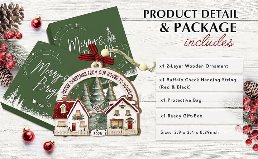 Neighbor Christmas Ornament 2025 – Neighbor for Women Men, Friendship Ornament for Bestfriends, Merry Christmas Next Door Neighbor Gift Idea, Wooden Hanging Tree Decoration