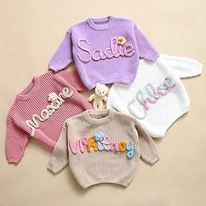 Personalized Baby Sweater with Name,One Birthday Gift,Custom Name Embroidered Knit Sweater,Newborn Baby Girl Boy Sweater,Monogrammed Newborn Gifts