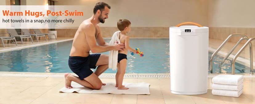 Towel Warmers for Bathroom, 20L Large Towel Warmer Bucket, Fits Up Two 40"X70" Oversized Towels, Bathrobes, Blankets, Towel Heater with LCD, 4 Timer Setting and Auto Shut Off(White)