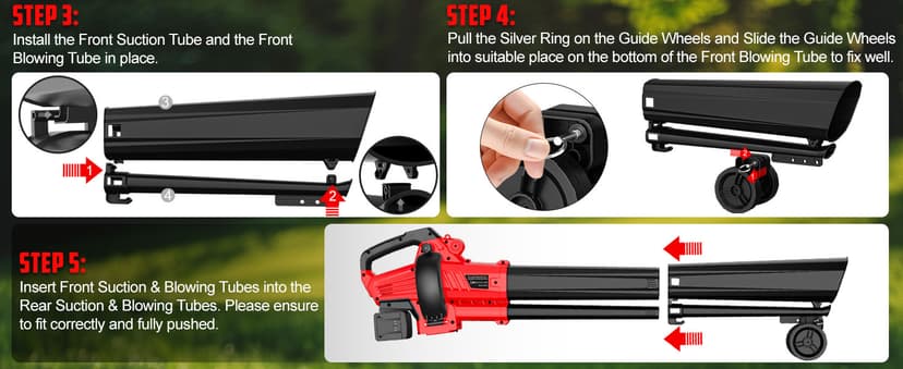 3-in-1 Electric Leaf Blower with Vacuum & Mulcher Compatible for Milwaukee 18V Battery, Leaf Vacuum Cordless with Bag 40L, Leaf Mulcher Cordless Leaf Blowers for Lawn Care, Turbo Mode (No Battery)