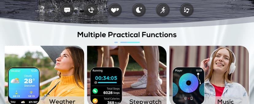 TRAUSI TRAUSI Smart Watches for Women Men, 1.83" HD Smartwatch with 110 Sports Modes, IP67 Waterproof, Bluetooth Call and Music Control;Heart Rate and Sleep Monitor (Black)