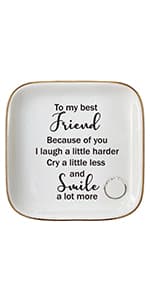Scwhousi Ring Dish Jewelry Tray for Friend Mom Sister Maid of Honor,Birthday Mother's Day Christmas Gifts