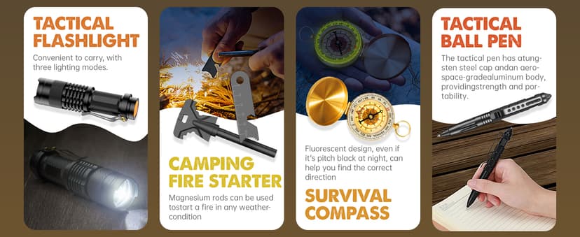 Gifts for Men Him Dad, Survival Kit and Equipment 25 Pcs, Valentines Gifts for him, Christmas Stocking Stuffers,Camping Essentials, Survival Gear, Cool Gadgets for Men