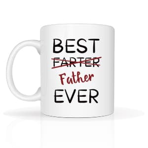 5Aup Fathers Day Christmas Gifts Funny Dad Coffee Mug from Child Daughter Son Kids, Best Father Ever Cups 11 Oz, Unique Birthday and Holiday Gifts for Dad Father