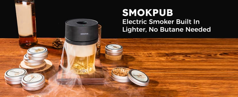 Electric Whiskey Smoker Kit Built-in Lighter, No Butane Needed, Rechargeable Cocktail Smoker Kit with 6 Wood Chips, Old Fashioned Drink Smoker Kit, Bourbon Whiskey Gifts for Men,Dad,Husband