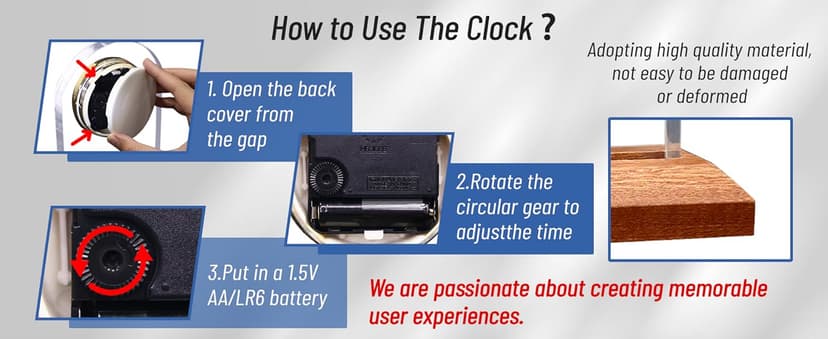 50th Anniversary Wedding Gift, Anniversary Quartz Clock, Desk Table Clock, 50 Years of Marriage, Golden Wedding for Couple, Parents, Grandparents (Wooden Base with LED Light)