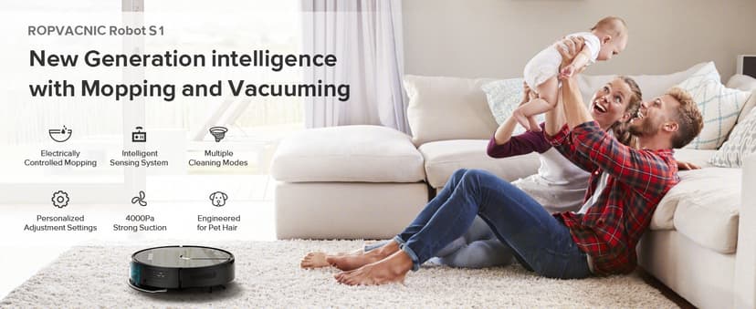 ROPVACNIC Robot Vacuum Cleaner Robot Vacuum and Mop Combo with 4000Pa Suction, Personalized Cleaning Adjustments, Self-Charging Robotic Vacuum Cleaner, Advanced Obstacle Avoidance