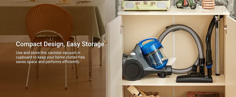 Eureka WhirlWind Bagless Canister 2.5L Vacuum Cleaner, Lightweight Vac for Carpets and Hard Floors, NEN110A, Blue