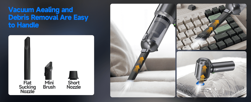 Car Vacuum Portable Cordless, Small Handheld Vacuum Cleaner with 24000PA High Power Suction, Mini Vacuum Cordless Rechargeable with One-Touch Empty, 10-in-1 Hand Vac for Car Home Office Dust