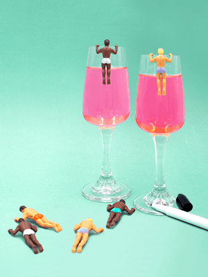 NPW Drinking Buddies Party Edition Drink Markers & Wine Glass Charms – Holiday Party Favour, Stocking Stuffer & Christmas Girls' Night Gift (12-Count, Pen Included)