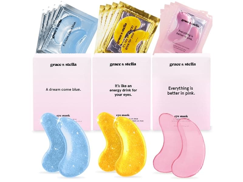 grace & stella Award Winning Under Eye Mask - Travel Essentials - Birthday Gifts for Women - Gel Eye Patches for Dark Circles, Puffy Eyes, Wrinkles, Undereye Bags - Vegan - Self Care (24 Pairs, Gold)