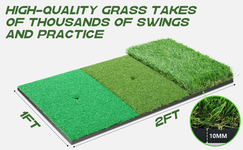 Golf Net, 10x7ft Practice Net with Tri-Turf Mat, All-in-1 Home Golf Hitting Aid for Backyard Driving Chipping Swing Training, Black