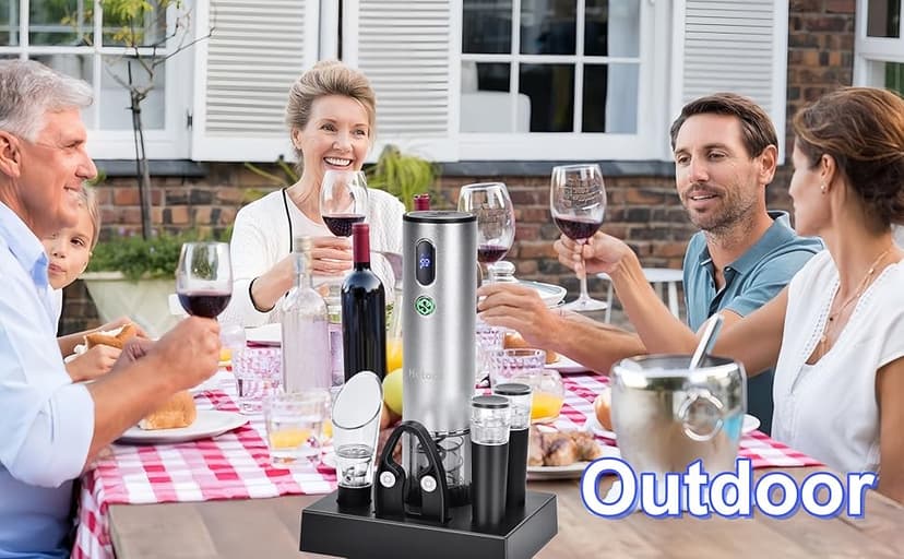 Electric Wine Opener with Wine Accessories -Rechargeable Wine Bottle Opener Set with Base, Wine Aerator, Foil Cutter and Wine Stoppers- Perfect Wine Gifts for Wine Lovers