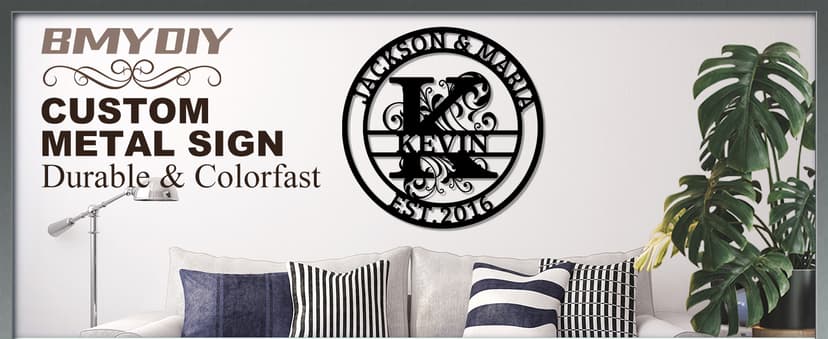 Custom Signs Outdoor Metal, Personalized Name Sign, Family Last Name Sign Home Decor, Initial Monogram Wall Metal Art, Customized Wedding Christmas Housewarming Gifts